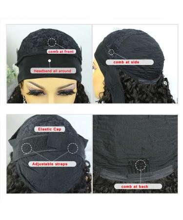 Bworto Water Wave Headband Wig 16 Inch - Brazilian Virgin Curly Human Hair - Glueless Machine Made - 150% Density - for Black Women - Buy Online on GoSupps.com