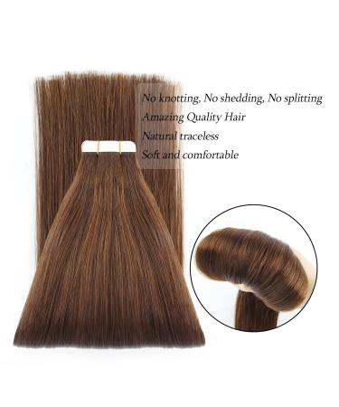 Buy Real Human Hair Extensions Tape - 50g 20 Pieces Walnut Brown Semi-Permanent Reusable Skin Weft - Buy Online on GoSupps.com