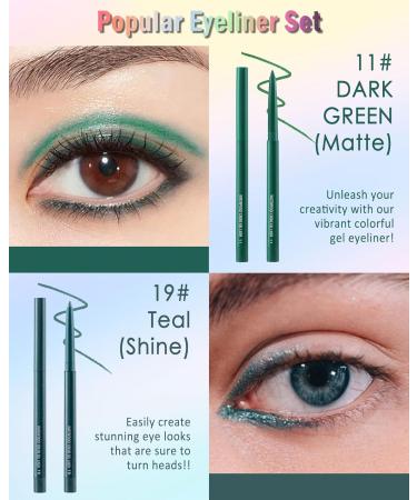 Green & Teal Gel Eyeliner 2 Colors Eyeliner Crayon Pencil Waterproof Long Lasting Smudge-Proof Retractable Colored Eye Liner Pen Cream Waterline Eyeliner Delineador De Ojos Makeup for Women(11+19) - Buy Online on GoSupps.com
