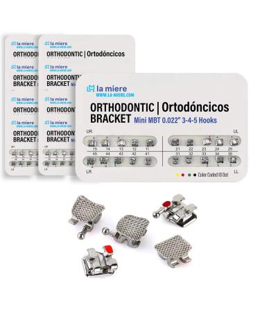 LA MIERE 200PCS Teeth Model Braces Typodont Brackets 0.022 Slots 3-4-5 with Hooks 20pcs/Pack (MBT Mini) 10PK MINI MBT 0.022