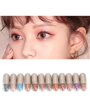 Jauarta 12 Colors Capsule Eyeshadow Glitter High Pigmentation Waterproof Easy Coloring Eyeshadow Stick Set - Buy Online on GoSupps.com