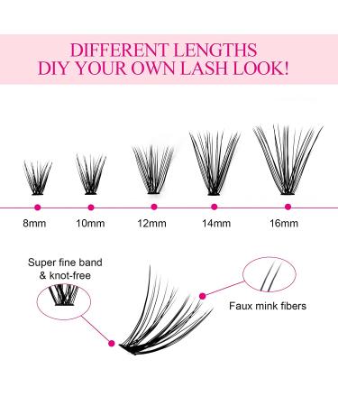 DIY 3D Effect Melt Flare Lashes Extension - 30 Roots D Curl 8-16mm Mix Tray - Reusable False Lashes - Natural Individual Lashes - 30P-Cluster 0.07-D - Buy Online on GoSupps.com