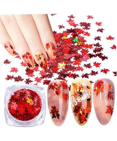 Thanksgiving Decor4 Colors Maple Leaf Nail Art Sequins Maple Leaf Nail Glitters Stickers Autumn Nail Sequins for Nail Art - Buy Online on GoSupps.com