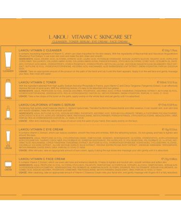 Vitamin C Skin Care Set - 5pcs Women's Beauty Gift Kit with Cleanser Toner Serum Eye Cream & Face Cream | TSA-Friendly Travel Set for Moms Daughters & Teens - Buy Online on GoSupps.com