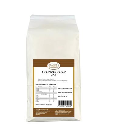 Bakers Street | Cornflour 3X3Kg | Native maize starch | Cooking Thickener | Suitable For Vegetarians & Vegans | Halal Certified