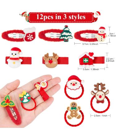 12 Pieces Christmas Girls Hair Accessories Set Hair Clips and Hair Ties Christmas Snap Hair Clips Women Snap Barrette Hairband Girls Hairpin for Children and Adults style 1 - Buy Online on GoSupps.com