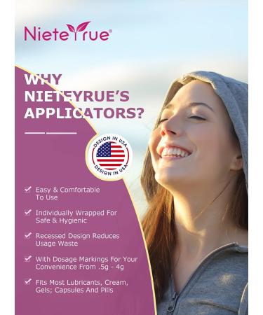 Nieteyrue Disposable Vaginal Cream Applicators - Comfort Tip, Dosage Markings, 20 Pack - for Cream, Gel, Suppositories - Feminine Care - Buy Online on GoSupps.com