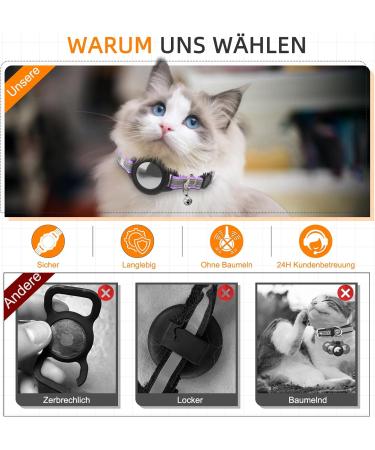 Reflective GPS Cat Neck Band with Apple Airtag Holder | Adjustable Safety Tracker for Cats & Small Dogs - Purple - Buy Online on GoSupps.com