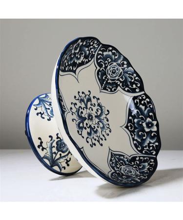 Fruit Basket Bowl Fruit Bowl New Chinese Style Retro Blue and White Porcelain Fruit Dish Home Living Room Kitchen Restaurant Desktop Decor Round Ceramic Fruit Plate Fruit Bowls (Color : C) - Buy Online on GoSupps.com