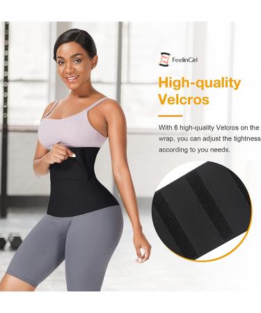 FeelinGirl Bandage Wrap Waist Trainer Sauna Belt - Long Torso Tummy Wraps Body Shaper Trimmer - Black - Buy Online on GoSupps.com