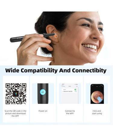 1080P HD Wireless Ear Wax Removal Kit Camera | Otoscope Cleaner with 6 LED Lights | Waterproof Ear Wax Remover Tool for Adults, Kids, and Pets | R1 Ultra Black - Buy Online on GoSupps.com