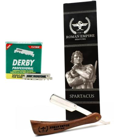 Roman Empire Shaving Spartacus razor |Professional men's razor for beard mustache and contours with 100 blades Derby Professional