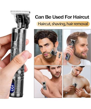 Hair Trimmer Long Hair Trimmer Men's Wireless Hair Trimmer 0 mm Hair Trimmer Rechargeable with LED Display T Blade Trimmer Electric Beard Trimmer for Children and Families (Silver LED) Silver-led - Buy Online on GoSupps.com
