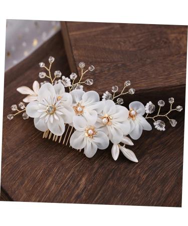 Ipetboom Pearl Side Hair Comb Rhinestone Barrettes Floral Hair Accessories Pearl Hair Clip Bridal Headpiece Metal Hair Barrettes Tiara Bridal Hair Accessories Wedding Bride Comb - Buy Online on GoSupps.com