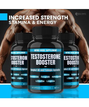 Dr. Emy's Testosterone Booster - 2 Pack Tongkat Ali & Fadogia Agrestis Nitric Oxide & Ashwagandha Supplement for Men - L Arginine Citrulline Fenugreek & Turkesterone (120 Capsules - Buy Online on GoSupps.com