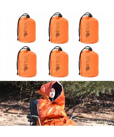 Packs of 4 & 6 Waterproof Emergency Survival Sleeping Bag with Hood | Thermal Blanket | Lightweight, Breathable| for Camping, Hiking and Any Outdoor Activities. Pack of 6 Unhooded