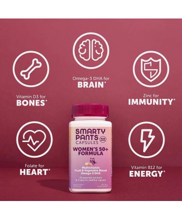 SmartyPants Women's 50+ Multivitamin with Omega-3, Zinc, Vitamins D3, C, B6, Biotin, Folate, B12 & A - 30 Day Supply - Buy Online on GoSupps.com