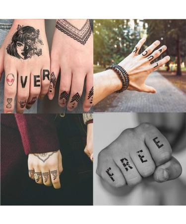 Ooopsiun Tiny Black Finger Temporary Tattoos - 36 Sheets of Small Letter and Tribal Designs for Women, Men, and Girls - Buy Online on GoSupps.com