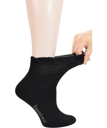 Yomandamor Women's Non-binding Bamboo Diabetic Ankle Socks 9-11 - 5 Pairs Black - Buy Online on GoSupps.com
