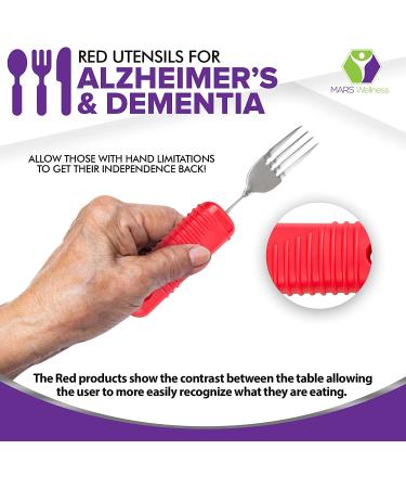 Bendable Red Flatware Set with Easy Grip Handles - 3 Piece Large Fork, Knife, and Spoon - Buy Online on GoSupps.com