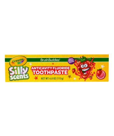 Brush Buddies Crayola Silly Scents Flavored Kids Toothpaste with Fluoride Anticavity Toothpaste Flavored Toothpaste for Kids Ages 2+ Strawberry Flavored