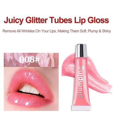 Glossy Plumping Lip Gloss | Clear Glitter | Hydrating Lip Glow Oil - Long Wear, Non Sticky & Sparkly - Shiny Jelly Lip Gloss for Women - Buy Online on GoSupps.com