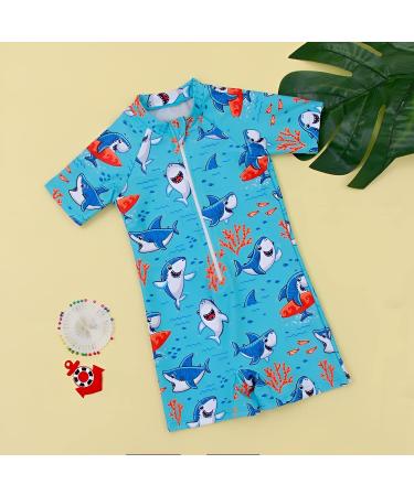 PythJooh Baby Boy Swimsuit Zipper Rash Guard One Piece Beach Swimwear Shark Print Shorts 0-5Years - Swimming Shark - Buy Online on GoSupps.com