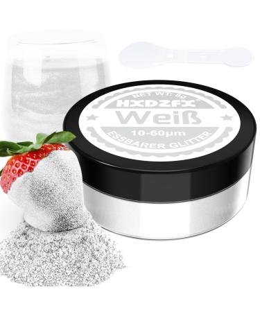 Edible glitter for drinks - food coloring powder shimmering glitter powder food glitter powder for chocolate cake fondant drinks - 8G (white)