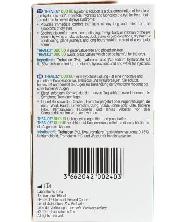 Thealoz Duo Unidose Eye Drops Travel Size | Rapid Relief for Dry Tired Eyes | Preservative-Free Formula | Contact Lens Friendly | 30 x 0.4ml Units - Buy Online on GoSupps.com