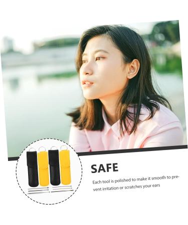 Lurrose 8-Piece Ear Cleaning Tool Set - Stainless Steel Earwax Remover Kit for Home - Portable and Convenient Ear Picker - Black and Yellow - 2 Sets Included - Buy Online on GoSupps.com