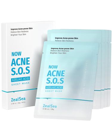 ZealSea Face Sheet Mask 5 Pack Anti-Acne Face Mask Face Mask Skin Care for Sensitive Soothing Pore Cleansing Moisturizing Brightening Firming Beauty Mask for All Skin Type 0.98 Fl Oz (Pack of 5)