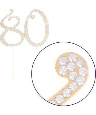 80 Cake Topper for 80th Birthday - Rhinestone Number Party Supplies & Decoration Ideas (Gold) - Buy Online on GoSupps.com