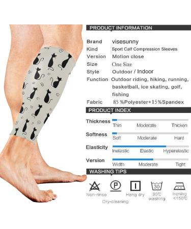 Visesunny Black Cat Compression Leg Sleeves - Shin Splint & Calf Pain Relief for Men, Women, Runners & Youth - Buy Online on GoSupps.com