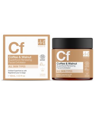 Dr Botanicals Superfood Coffee Walnut Facial Exfoliator. Removes dull dry & dead skin. Boosts Collagen hydrating gives smooth skin. Vegan & Natural 60ml