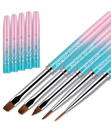 5pcs Nail Art Brushes with Cap  Nail Brushes for Nail Art  Nail Polish Clean Up Brush  Gel Nail Brush  Nail Art Liner Brushes  Nail Painting Brushes  Nail Brush for Nail Art and Designs  Metal Handle