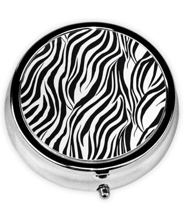 Zebra Print Mini Round Pill Box - 3 Compartment Travel Pill Organizer for Home & Office - Buy Online on GoSupps.com