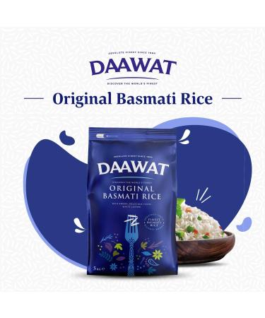 Daawat Original Basmati Rice - 5Kg | Aged Aromatic Grain with Rich Flavor | Sweet Taste | Ideal for All Dishes - Buy Online on GoSupps.com