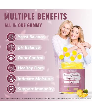 HOWEEJET Her Juicy Feminine Probiotics Gummies for Women | Tropical Pineapple Flavor | Supports pH Balance Gut & Immune Health | with Slippery Elm Prebiotics & Lactobacillus Blend | 60 Gummies (2) - Buy Online on GoSupps.com