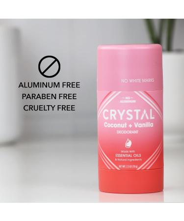 Crystal Magnesium Solid Stick Natural Deodorant Non-Irritating Aluminum Free Deodorant for Men or Women - Coconut + Vanilla - 2 Oz - Buy Online on GoSupps.com