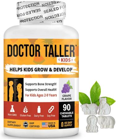 Doctor Taller Kids by NuBest - Support Healthy Growth of with Multivitamins and Multiminerals for Ages 2 to 9 Grape Flavor 180 Vegan Chewable Tablets | 3 Month Supply White - Buy Online on GoSupps.com