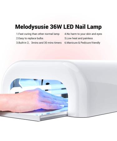 MelodySusie 36W Nail Lamp for Gel Polish - Professional Curing Lamp with 3 Timer Settings - Sliding Tray for Manicure/Pedicure - Resin White - Buy Online on GoSupps.com