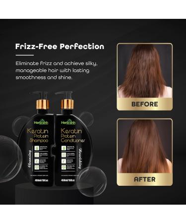 Herbishh Keratin Shampoo & Conditioner Set | Hydrating Nourishing Sulfate-Free for Dry Damaged Hair | Plant-Based | 2-Pack - Buy Online on GoSupps.com