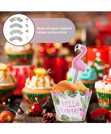 jojofuny 3 Sets Cake Surrounding Cards Hawaiian Cupcake Paper Beach Wrapping Paper Tropical Cupcake Hawaiian Party Nativity Decor Flamingo Happy Birthday Cake Cupcake Cups Christmas Plug-in Assorted Colorx3pcs 8X5.2CMx3pcs - Buy Online on GoSupps.com