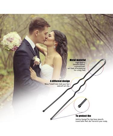 200pcs Mbsomnus U-Shaped Hair Pins for Buns - Long Black Bobby Pins with Storage Box - Hair Grips for Women, Girls, Wedding - Hair Styling Accessories - Buy Online on GoSupps.com