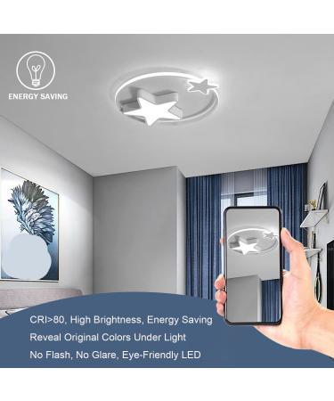 LED Ceiling Light 36W for Children's Room | 55cm Star Lamp with Remote Control | Creative White Ceiling Lighting for Baby Room Bedroom & Living Room - Buy Online on GoSupps.com