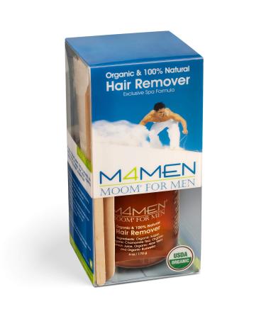 MOOM Organic Body Hair Removal for Men with Aloe Vera & Chamomile - Natural Sugar Wax Hair Removal Glaze with 18 Hair Wax Strips & 4 Applicator Sticks for Face & Body 6 oz. 1 Pack 6 Ounce (Pack of 1)