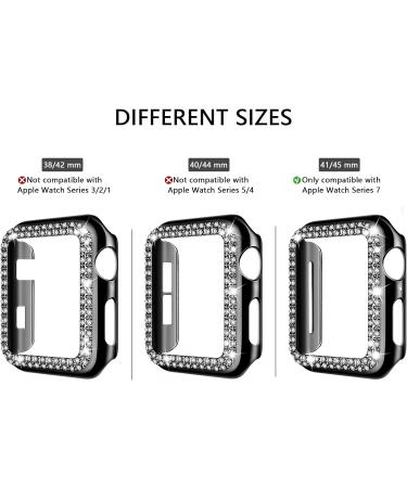 adepoy Bling Rhinestone Apple Watch Case Series 7/8 45mm - Black Protective Bumper Frame for Women/Girls - Screen Protector Cover for iWatch Series 45mm - Buy Online on GoSupps.com