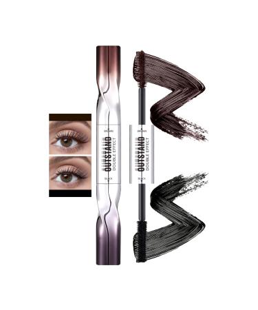 Prreal Mascara double t te imperm able noir et marron 3D Curling Long Eyelashes Iron Volume & Length Mascaras Non-Clumping Longlasting Fullness and Defined Eye Makeup