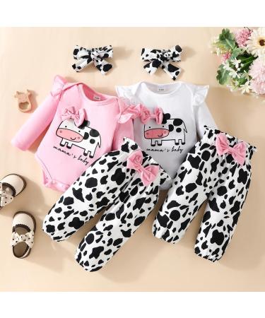 UUAISSO Baby Girls Cow Print Ruffle Outfit Set | Infant Clothing 6-12 Months - Buy Online on GoSupps.com