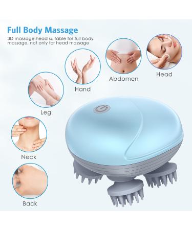 Brifit Electric Scalp Massager - USB Charging Head Massage Device with 4 Kneading Heads 3 Modes IPX6 Waterproof for Dogs & Body Relaxation - Portable Blue - Buy Online on GoSupps.com